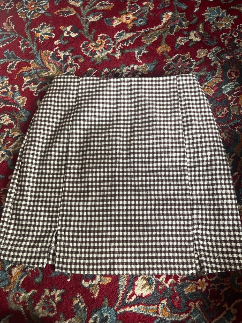 Classic Brown and White Gingham Mini Skirt - Women